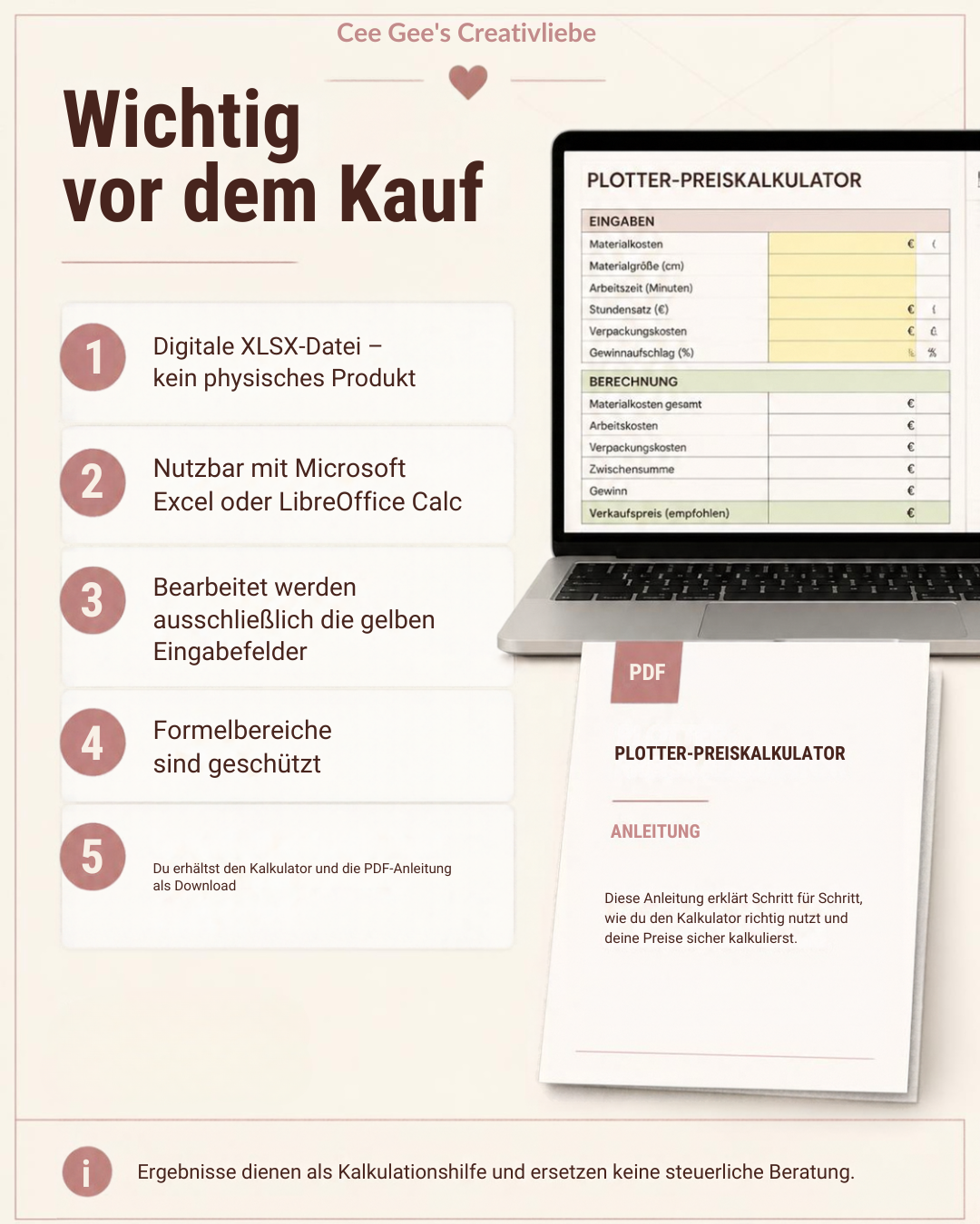 Plotter-Preiskalkulator - Vorwärts- & Rückwärtskalkulation