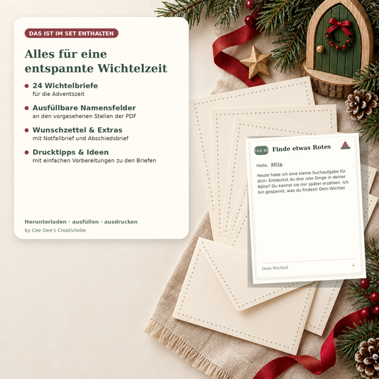 Wichtelbriefe zum Ausdrucken – 24 personalisierbare Briefe mit Extras (PDF)