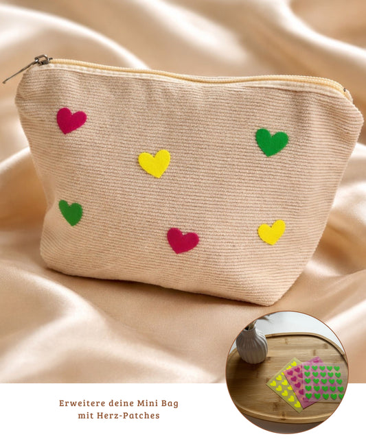 Cord Mini Bag – Kosmetiktasche mit Herz-Design | Color Your Heart